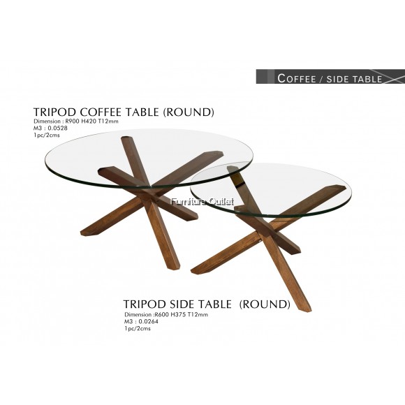 TRIPOD COFFEE TABLE + SIDE TABLE